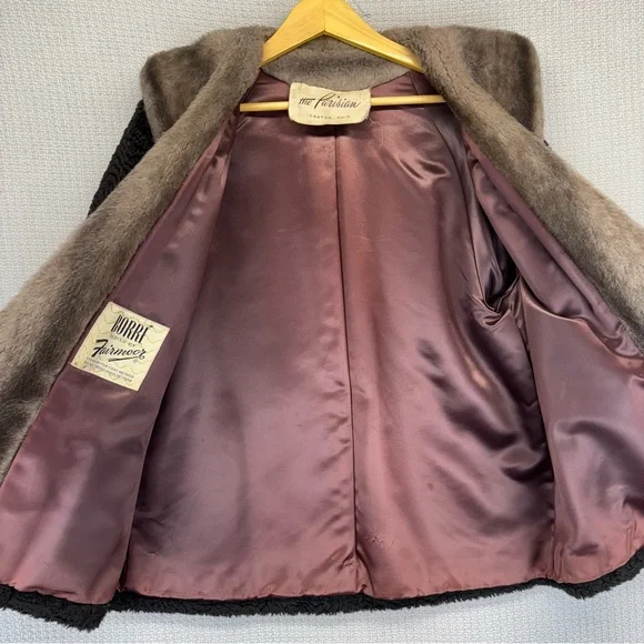 Vintage The Parisian Black Persian Lamb W/ Mink Collar Women's Jacket Med Short - Picture 5 of 10